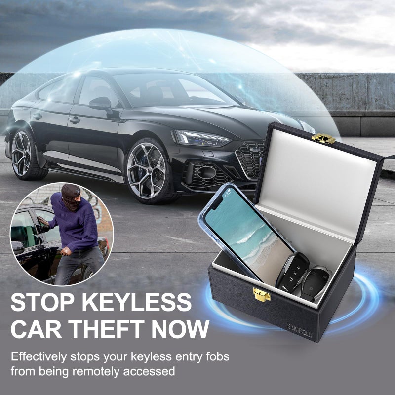 Samfolk Faraday Box with Faraday Bags for Car Keys, Car Key Signal Blocking Box, Keyless Entry Car Key Safe Protector Car Alarm Anti-Theft Shielding Cage - Image 2